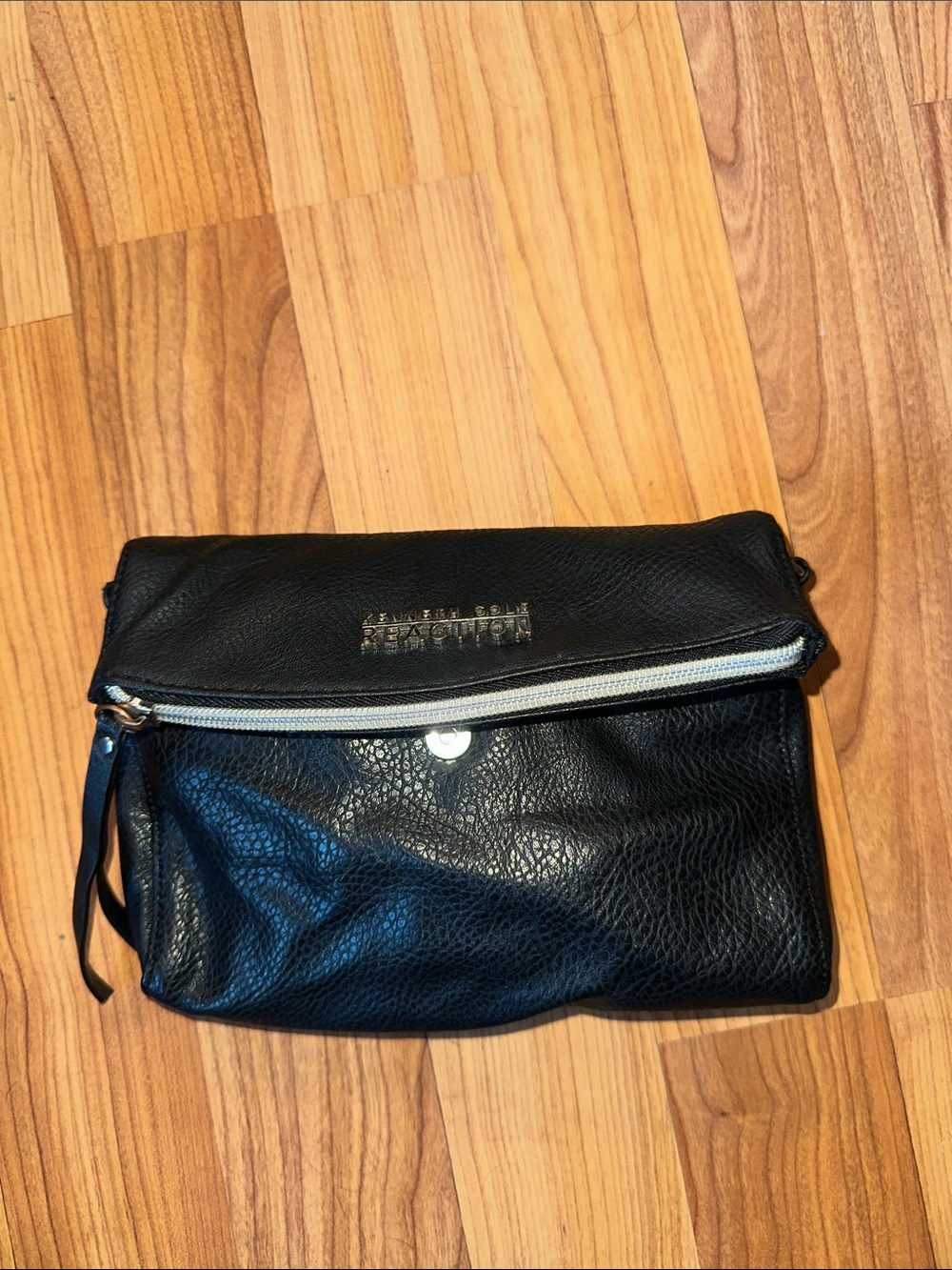 Kenneth Cole Reaction Black Fold-Over Leather Belt Bag